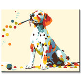 Painting by Numbers Art Sitting Dog Loses Colorful Dots